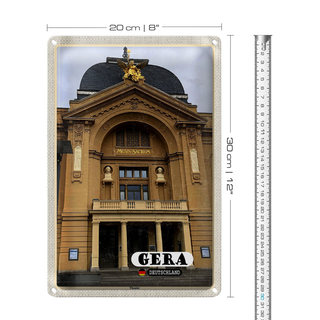 Blechschild Städte Gera Theater Mittelalter 20x30cm