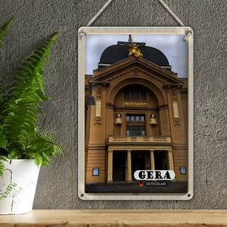 Blechschild Städte Gera Theater Mittelalter 20x30cm
