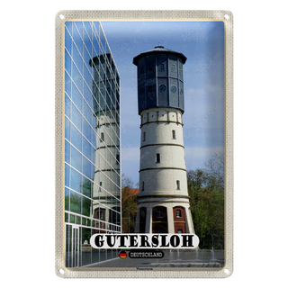 Blechschild Städte Gütersloh Wasserturm 20x30cm