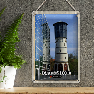 Blechschild Städte Gütersloh Wasserturm 20x30cm