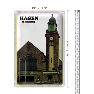 Blechschild Städte Hagen Hauptbahnhof Zug 20x30cm