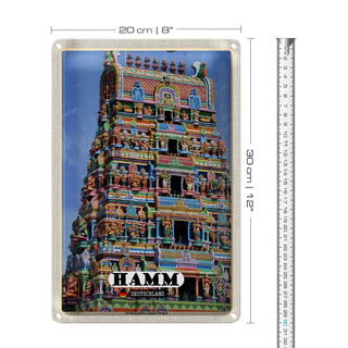 Blechschild Städte Hamm Siri-Kamadchi-Ampal-Tempel 20x30cm