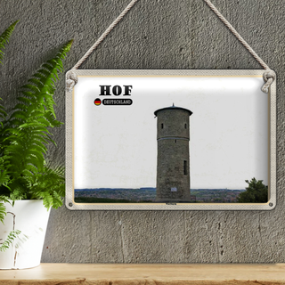Blechschild Städte Hof Wartturm Sehenswürdigkeit 30x20cm