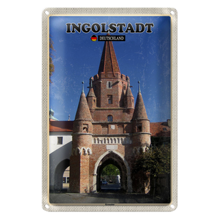 Blechschild Städte Ingolstadt Kreuztor Architektur 20x30cm