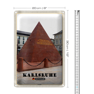 Blechschild Städte Karlsruhe Pyramide Architektur 20x30cm