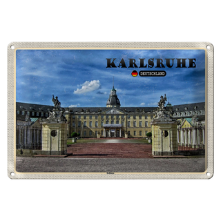 Blechschild Städte Karlsruhe Schloss Brunnen 30x20cm