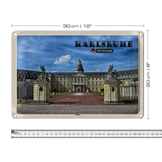 Blechschild Städte Karlsruhe Schloss Brunnen 30x20cm