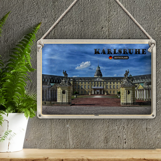 Blechschild Städte Karlsruhe Schloss Brunnen 30x20cm