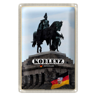 Blechschild Städte Koblenz Reiterdenkmal Skulptur 20x30cm