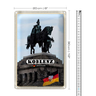 Blechschild Städte Koblenz Reiterdenkmal Skulptur 20x30cm