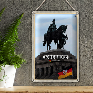 Blechschild Städte Koblenz Reiterdenkmal Skulptur 20x30cm