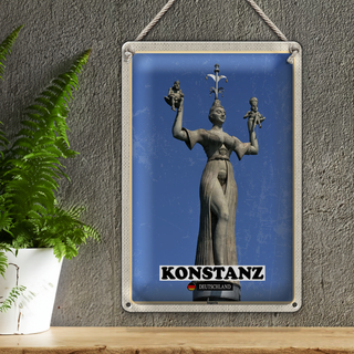 Blechschild Städte Konstanz Imperia Skulptur 20x30cm