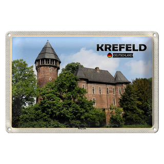 Blechschild Städte Krefeld Burg Linn Schloss 30x20cm