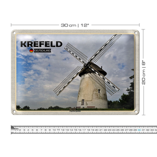 Blechschild Städte Krefeld Engelbergmühle Wiese 30x20cm