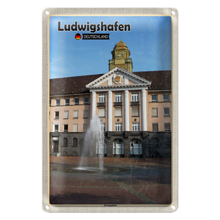 Blechschild Städte Ludwigshafen Europaplatz Brunnen 20x30cm