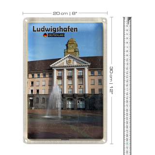 Blechschild Städte Ludwigshafen Europaplatz Brunnen 20x30cm