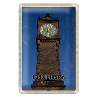 Blechschild Städte Ludwigshafen Pegeluhr Architektur 20x30cm