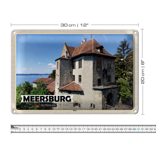 Blechschild Städte Meersburg Burg Architektur 30x20cm