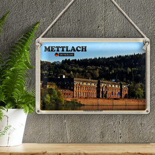 Blechschild Städte Mettlach altes Fabrik Gebäude 30x20cm