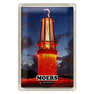 Blechschild Städte Moers das Geleucht Nacht 20x30cm