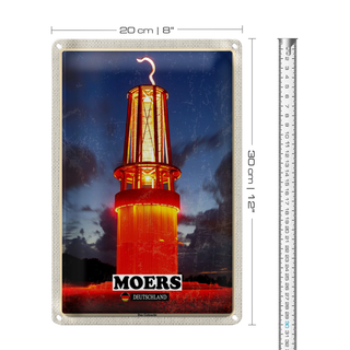 Blechschild Städte Moers das Geleucht Nacht 20x30cm