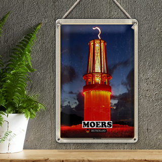 Blechschild Städte Moers das Geleucht Nacht 20x30cm