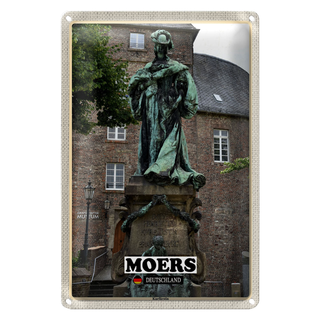 Blechschild Städte Moers Kurfürstin Skulptur 20x30cm