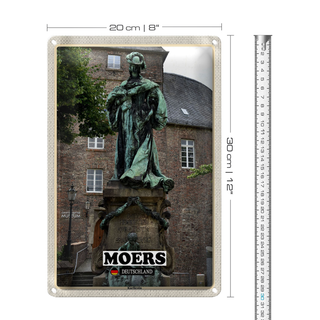 Blechschild Städte Moers Kurfürstin Skulptur 20x30cm