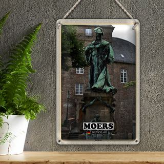 Blechschild Städte Moers Kurfürstin Skulptur 20x30cm