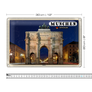 Blechschild Städte München Siegestor Architektur 30x20cm