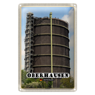 Blechschild Städte Oberhausen Gasometer Gebäude 20x30cm