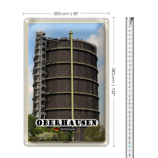 Blechschild Städte Oberhausen Gasometer Gebäude 20x30cm