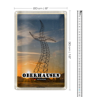 Blechschild Städte Oberhausen Tanzender Strommast 20x30cm