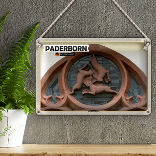 Blechschild Städte Paderborn Drei Hasen-Fenster 30x20cm