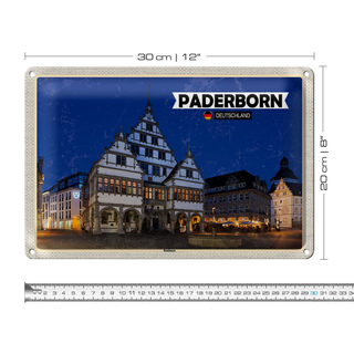 Blechschild Städte Paderborn Rathaus Altstadt 30x20cm
