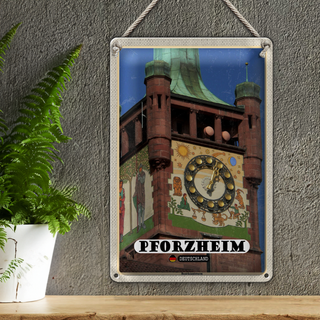 Blechschild Städte Pforzheim Bezirksamtsturm Glocke 20x30cm