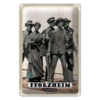 Blechschild Städte Pforzheim Rassler Denkmal Skulptur 20x30cm