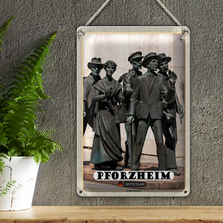 Blechschild Städte Pforzheim Rassler Denkmal Skulptur 20x30cm