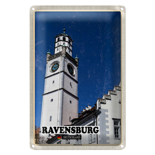 Blechschild Städte Ravensburg Blaserturm Architektur 20x30cm