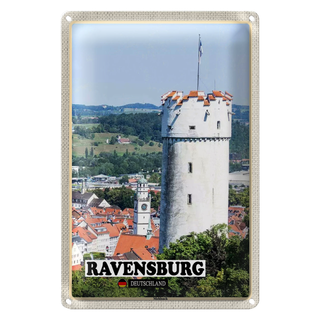 Blechschild Städte Ravensburg Mehlsack Architektur 20x30cm