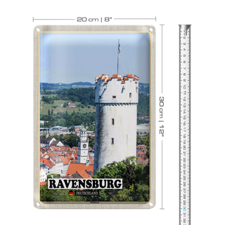 Blechschild Städte Ravensburg Mehlsack Architektur 20x30cm