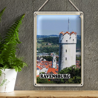 Blechschild Städte Ravensburg Mehlsack Architektur 20x30cm