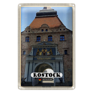 Blechschild Städte Rostock Steintor mit Greifen 20x30cm