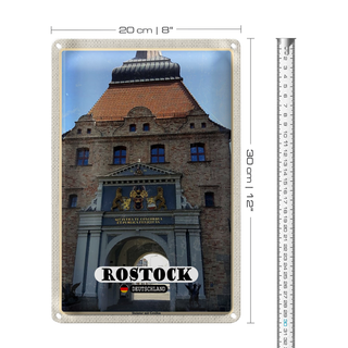 Blechschild Städte Rostock Steintor mit Greifen 20x30cm