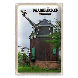 Blechschild Städte Saarbrücken Saarkran Wanddeko 20x30cm