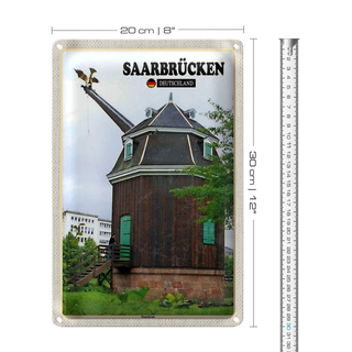 Blechschild Städte Saarbrücken Saarkran Wanddeko 20x30cm