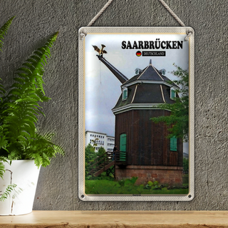 Blechschild Städte Saarbrücken Saarkran Wanddeko 20x30cm
