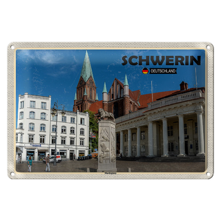Blechschild Städte Schwerin Marktplatz Architektur 30x20cm