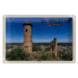 Blechschild Städte St. Ingbert Burg Kirkel Städtetrip 30x20cm