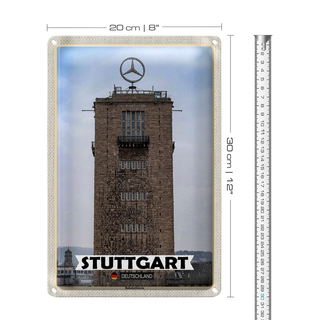 Blechschild Städte Stuttgart Bahnhofsturm Architektur 20x30cm